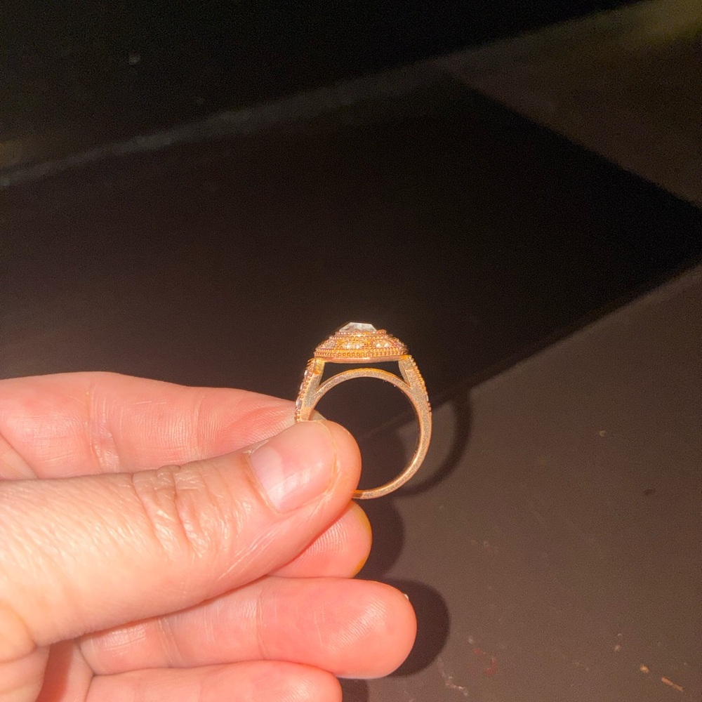 Gold-Tone Ring with Clear Gemstone - Picture 13 of 16